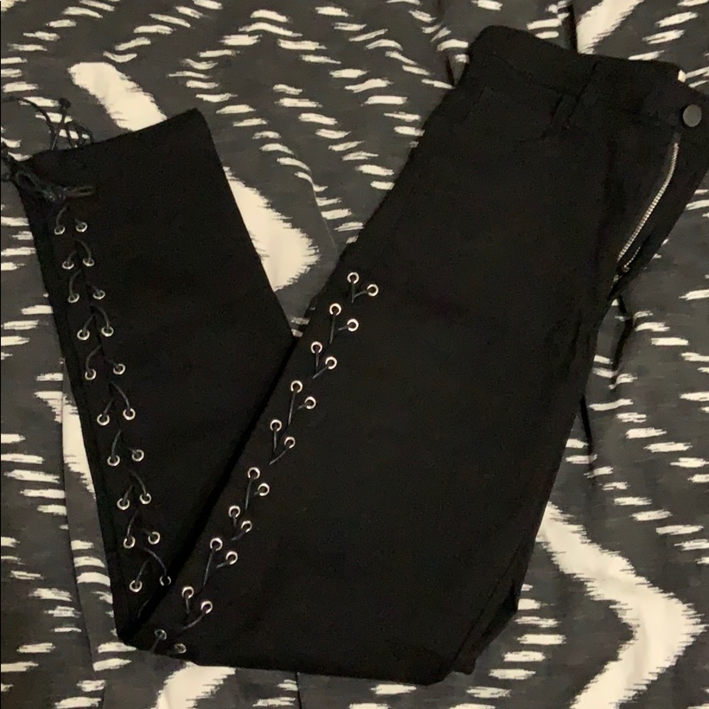 Caution To the Wind Lace up Leggings